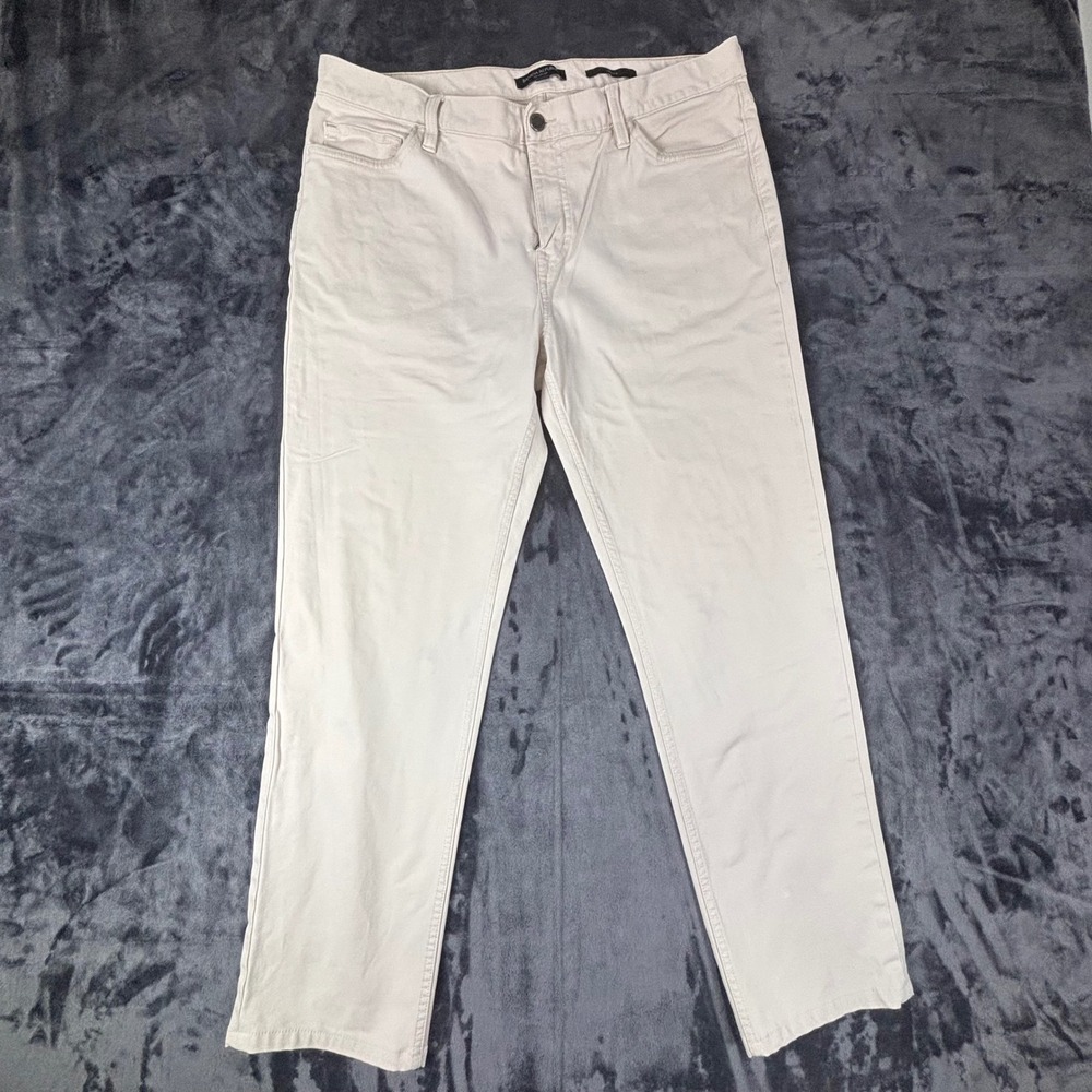 Banana Republic Traveler Pants Mens 35x32 Khaki Slim Fit Cotton Blend Stretch